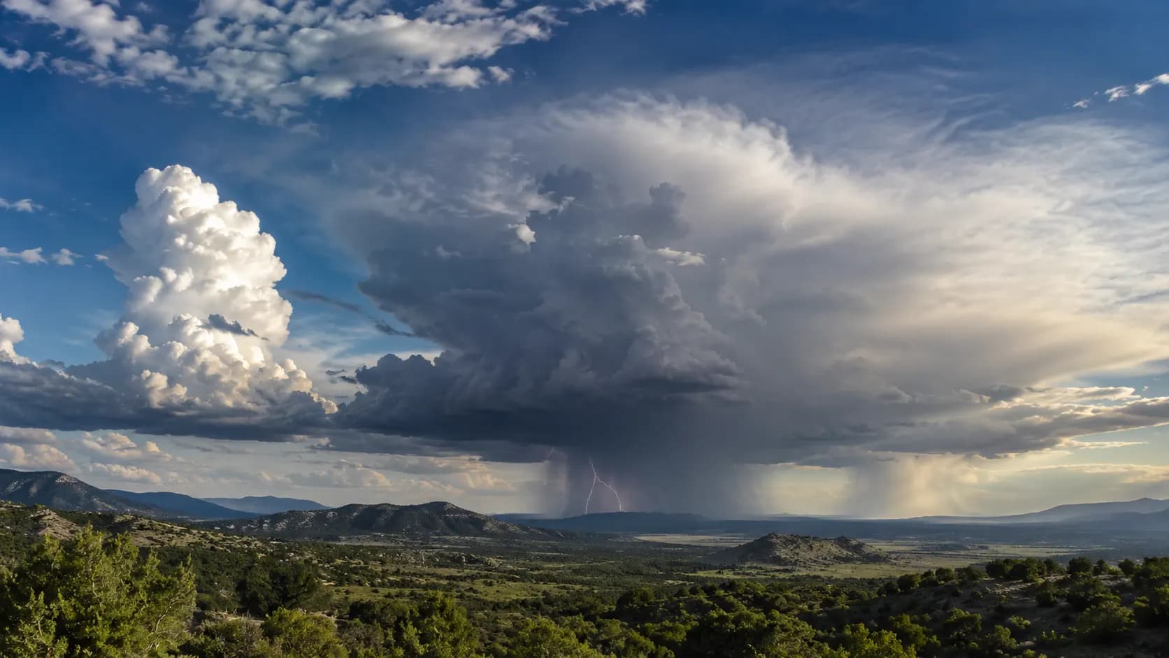 Three stages of thunderstorm development from growing cumulus to mature storm and weakening anvil cloud.