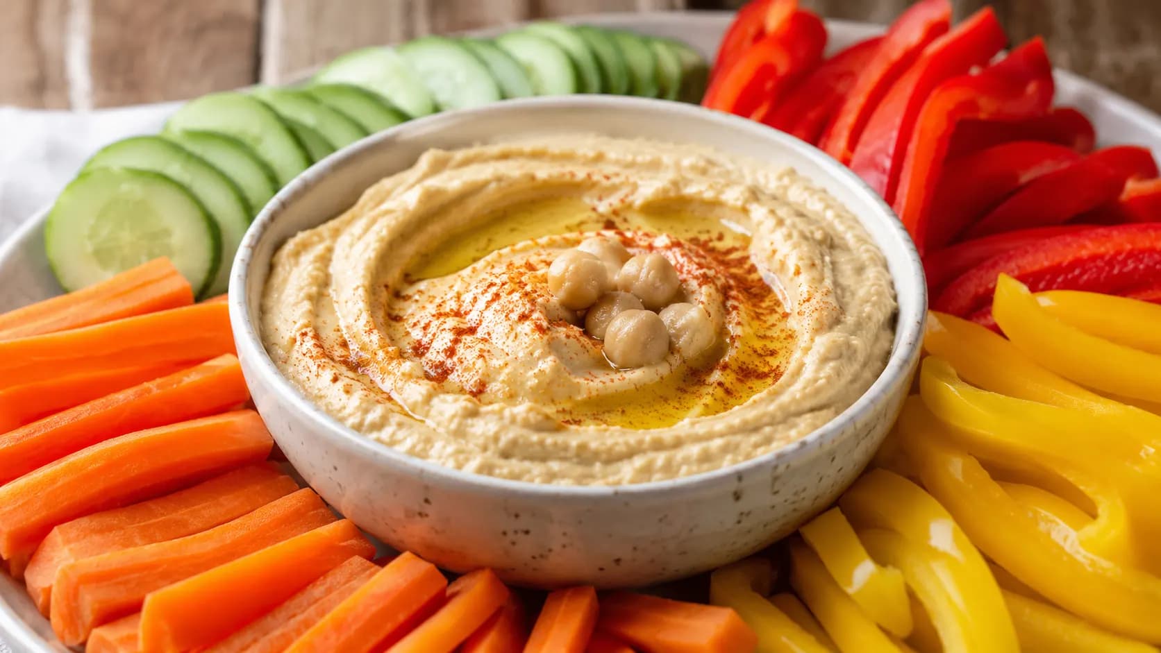 Hummus with Carrots or Bell Peppers