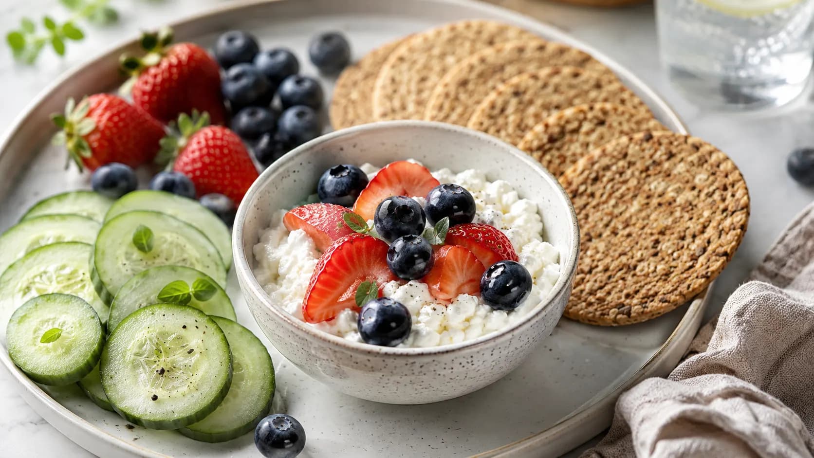 Cottage Cheese with Fruit or Crackers