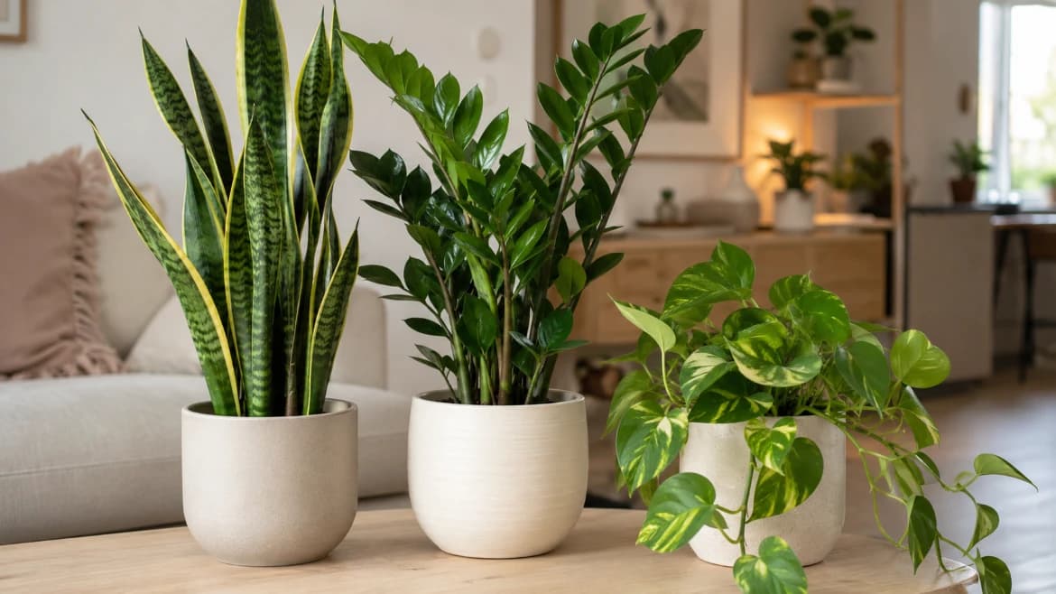 Snake Plant,ZZ Plant and Pothos